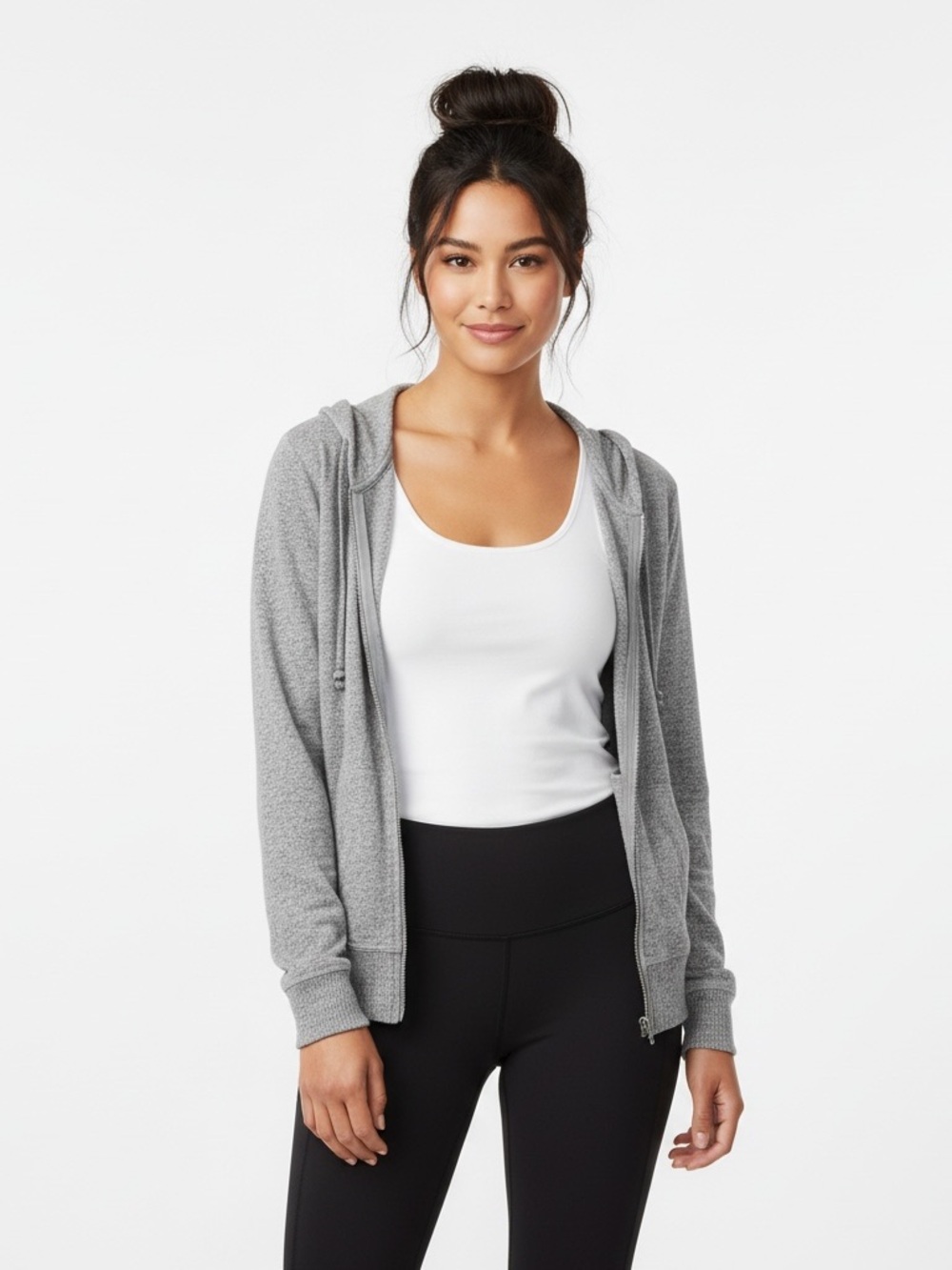 Ocean Drive | Gray zip front hoodie long sleeve lounge jacket size medium